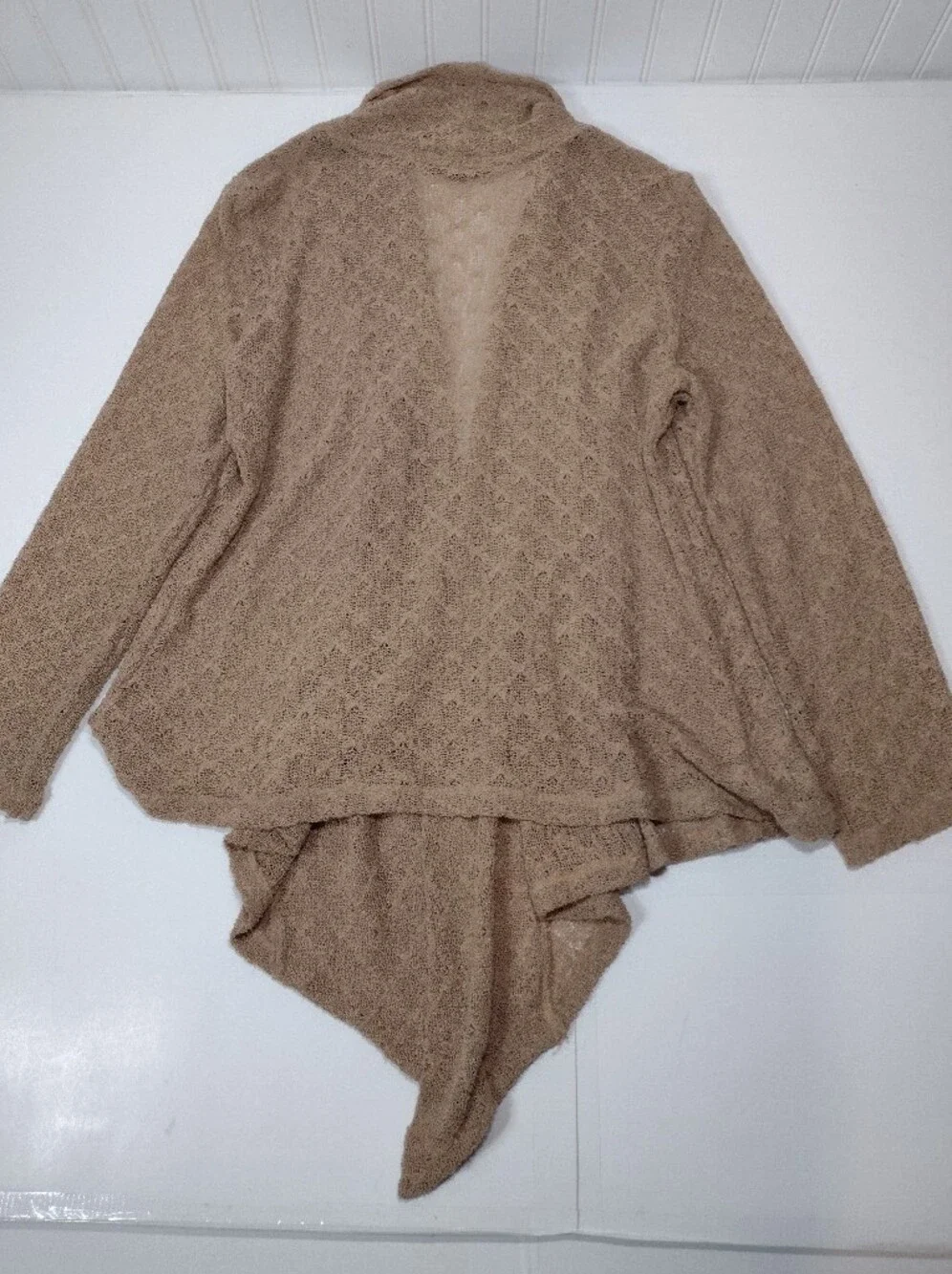 Cable & Gauge Women's Open-Front Beige Women's Sweater Cardigan Open Front Size